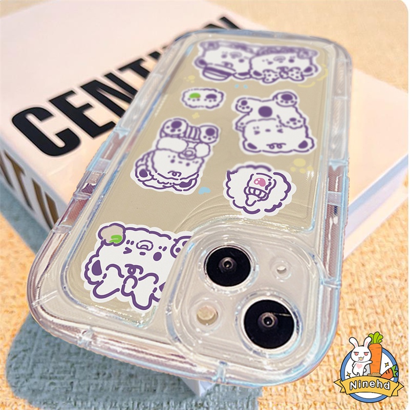 IPHONE Casing Kompatibel Untuk Iphone14 13 12 11 Pro Max X Xr Xs Max8 7 6 6s Plus SE Stiker Kartun Lucu Bening Kristal Airbag Ponsel Case Bumper Silikon Shockproof Lembut TPU Penutup Belakang