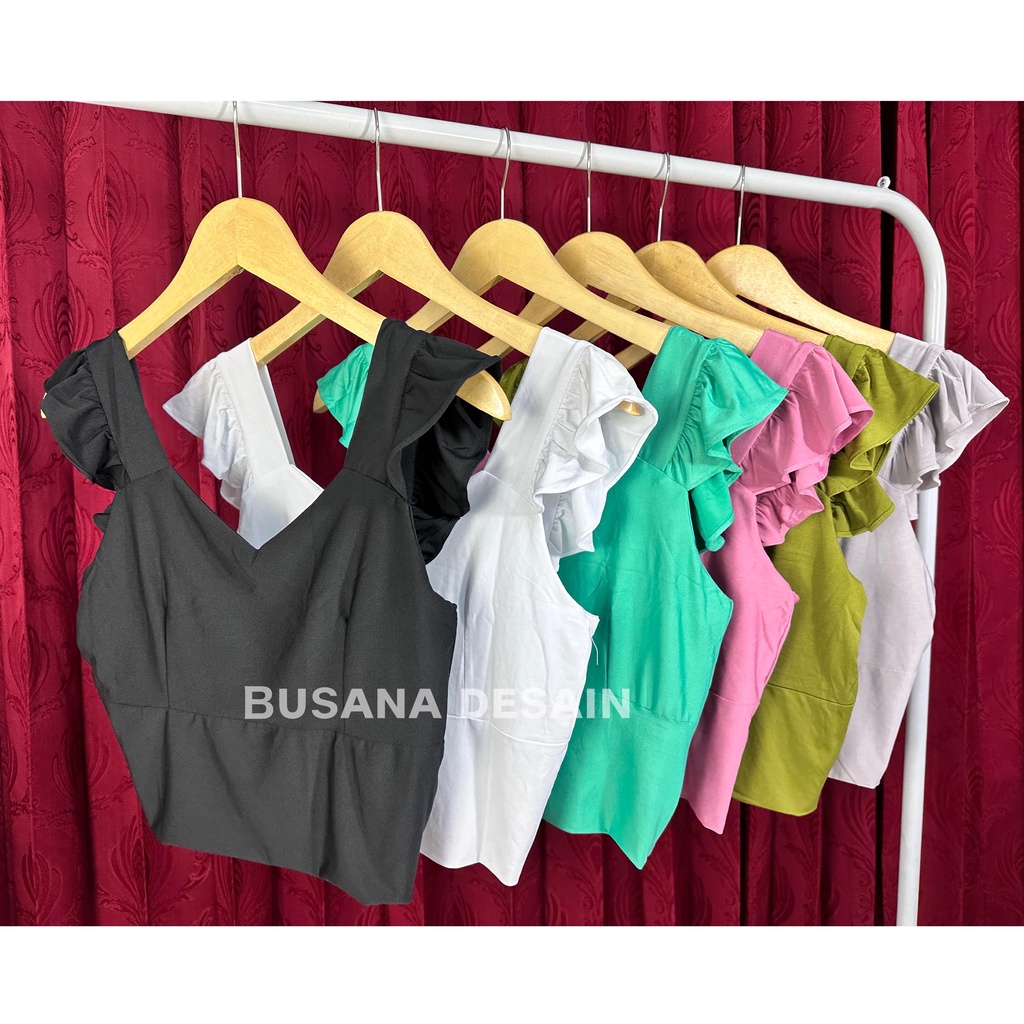 BELLA VEST CROP TOP KOREA CROP RENDA DOUBLE LAYER JERSEY 819