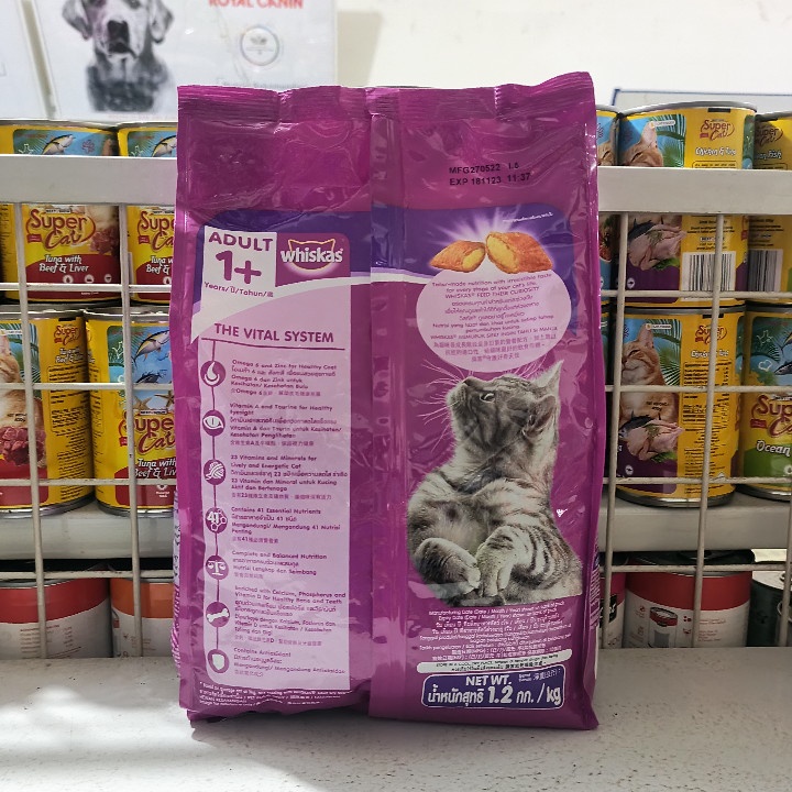 Makanan Kucing Whiskas Mackerel Flavour Adult Kemasan 1,2KG