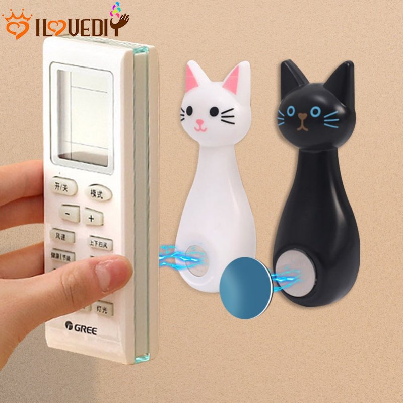 Rak Adsorpsi Kuat Hemat Tempat360° Gratis Menempatkan Rak Penyimpanan Bentuk Kucing Kait Dengan Dasar Hisap Anti Hilang Aksesoris Organizer Rumah Yang Dipasang Di Dinding Tempat Remote Control