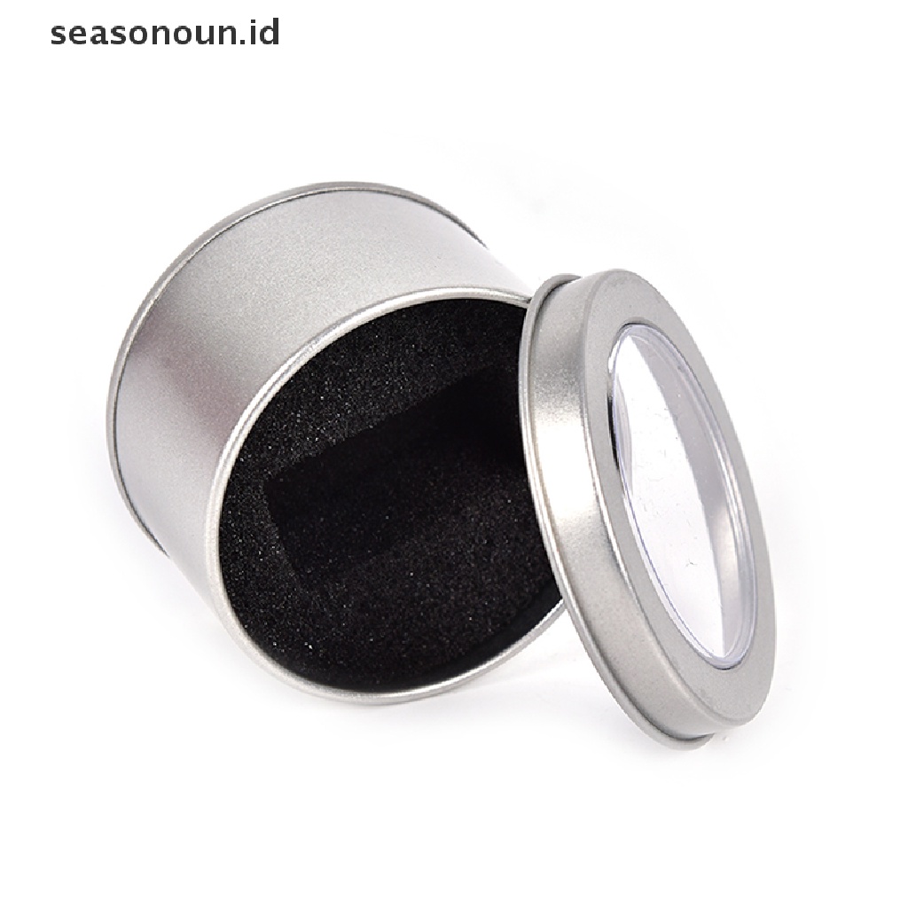Seasonoun Perak Logam Bulat Kotak Jam Tangan Perhiasan Etalase Watch Box Holder 6.5 * 4cm.