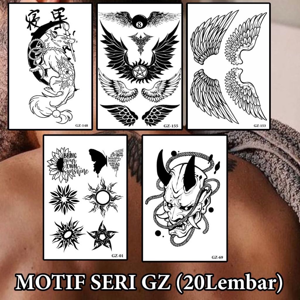 HARMEDI-isi 20 lembar Stiker tato temporer semi permanen MOTIF GZ