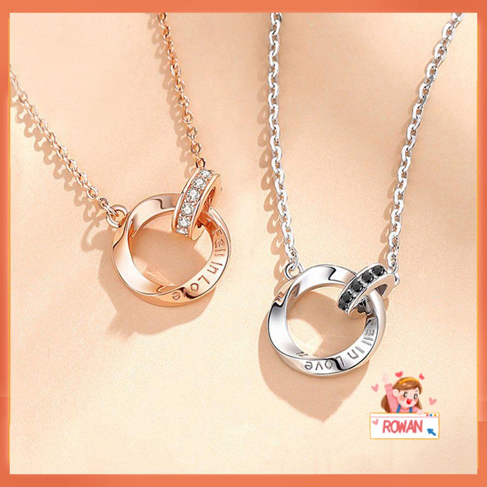 R-flower Couple Kalung Mengenang Liontin Tembaga Gesper Ganda
