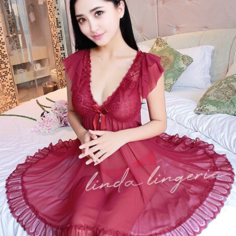 LindaGalz Sexy Lingerie Big Size Jumbo 1228 Baju Tidur Wanita Dinas Malam Lingerie Premium Baju Hara