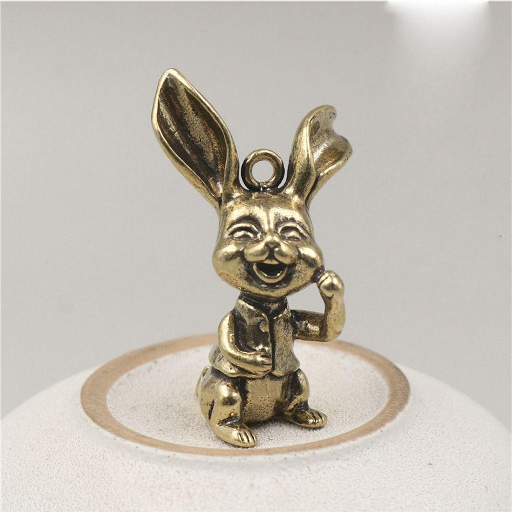 Mxbeauty Patung Kelinci Dekorasi Lucu Kartun Komponen Perhiasan Hiasan Gantung Alloy DIY Perhiasan Aksesori Gaya Cina Gantungan Kunci Liontin