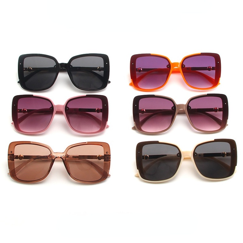 (YUZHU) Oversized Square Frame Diamond Temple Sunglasses Women Western Fashion Metal Temple Sunglasses