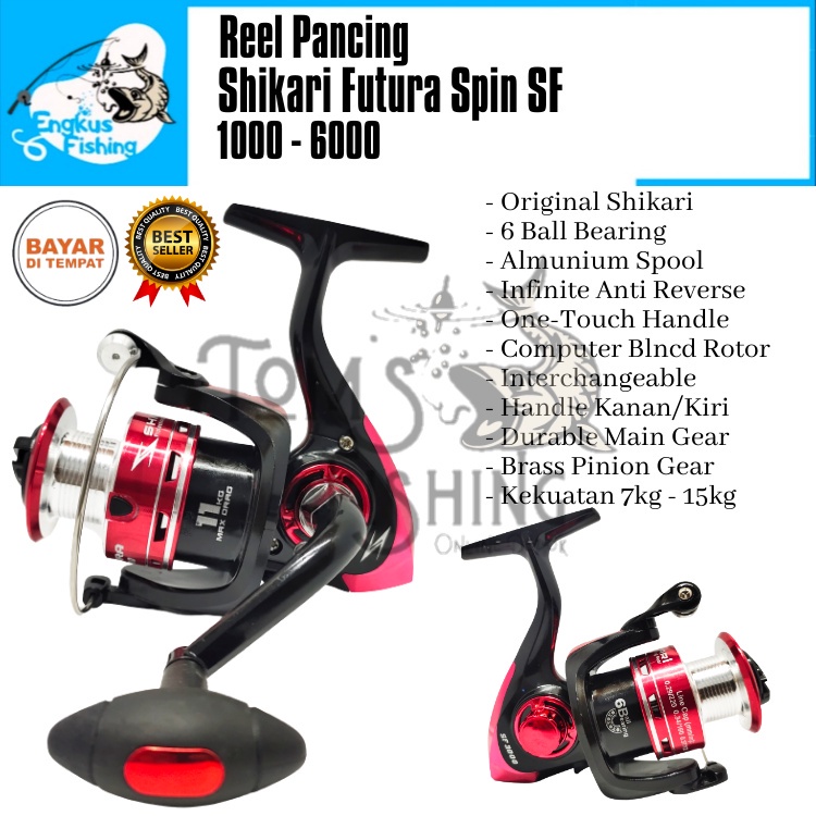 Reel Pancing Shikari Futura Spin SF 1000 - 6000 (6 Bearing) Murah Berkualitas - Engkus Fishing