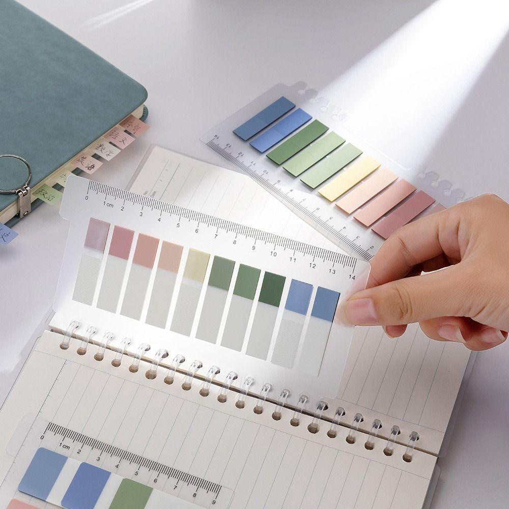 Mxbeauty Label Tempel Dengan Penggaris Sekolah Kawaii Sticky Notes DIY Dekorasi Perlengkapan Kantor Siswa Label Bookmark