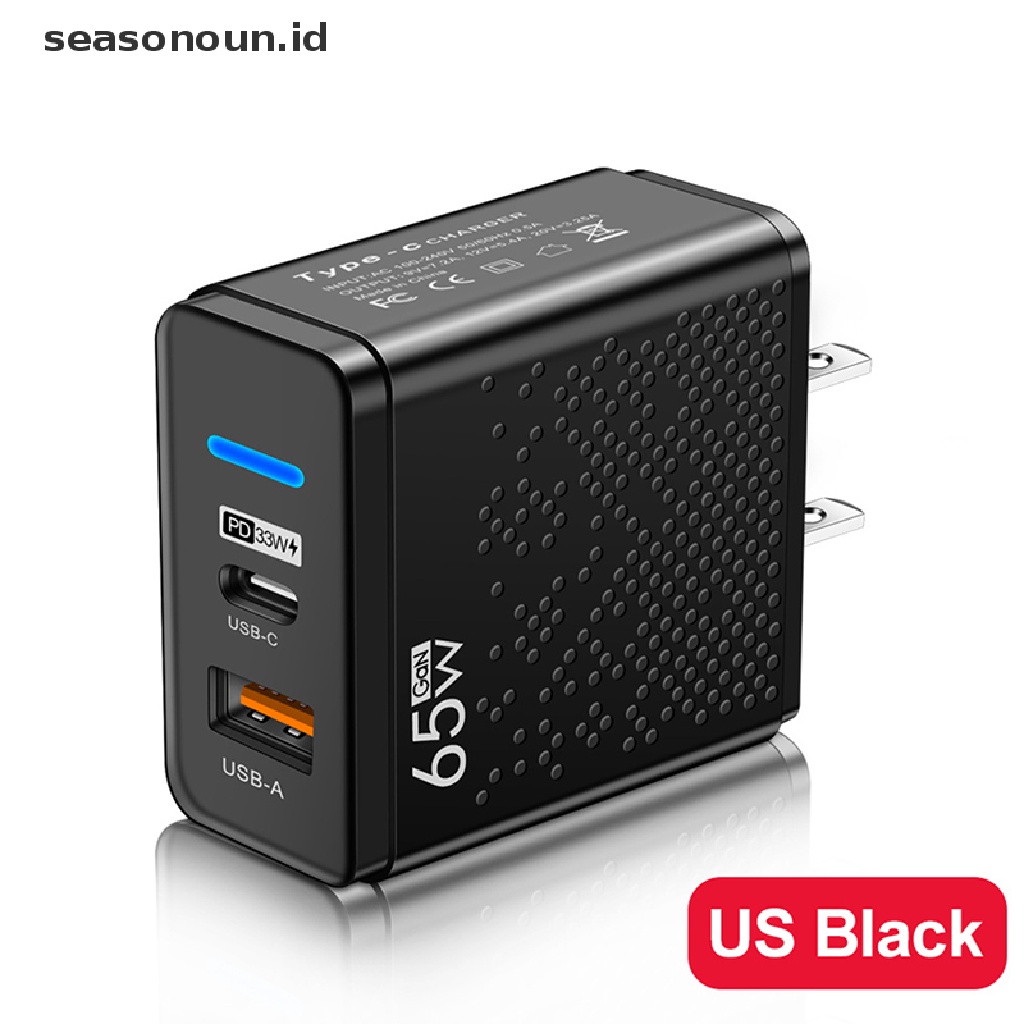 SAMSUNG Seasonoun Fast Charge Charger 65W USB C Charger Untuk iPhone Xiaomi 12samsung Huawei USB Charger Handphone QC 3.0 Adaptor.