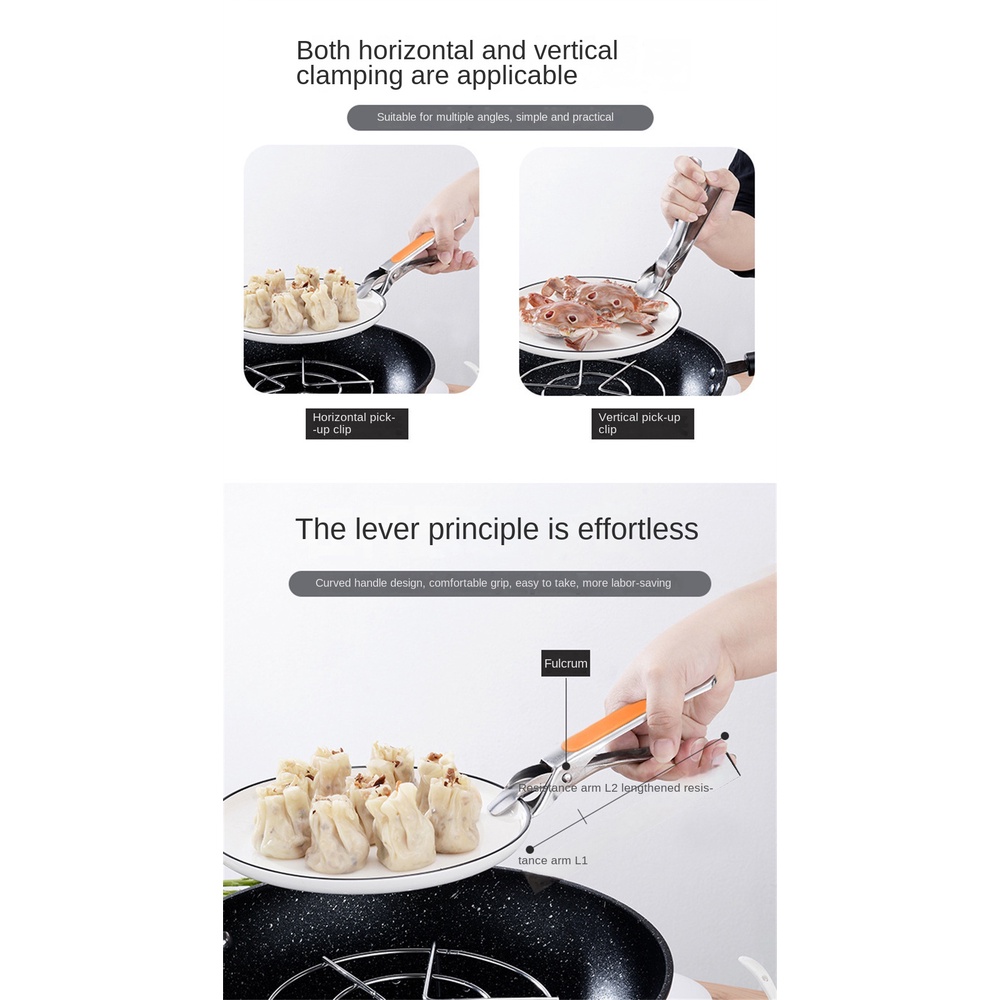 ღ Stainless Steel Anti-Scald Gripper Anti Panas Mangkuk Klip Non-Slip Pot Pan Pemegang Mangkuk Piring hidangan Pot Aksesoris Dapur Silikon Menangani Alat Berkemah