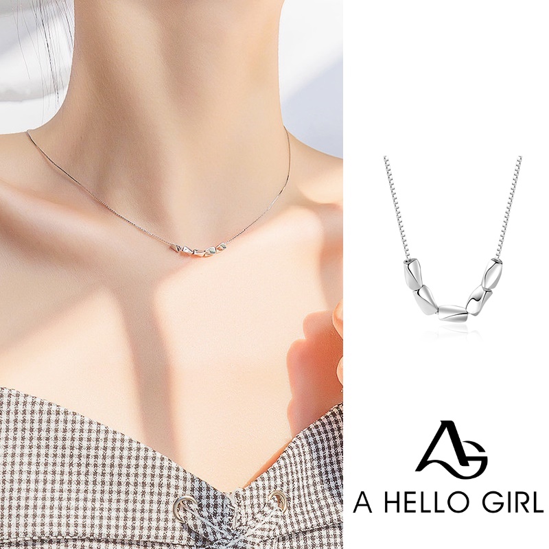 Kalung Silver Necklace Lucky Beads Clavicle Chain Necklaces Liontin Women Girl Accessories