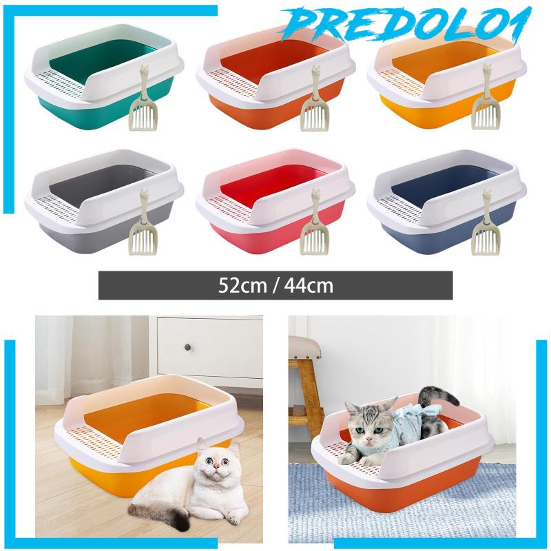 [Predolo1] Cat Litter Box Potty Toilet Removable Tray Kotoran Hewan Peliharaan Besar Mudah Dibersihkan