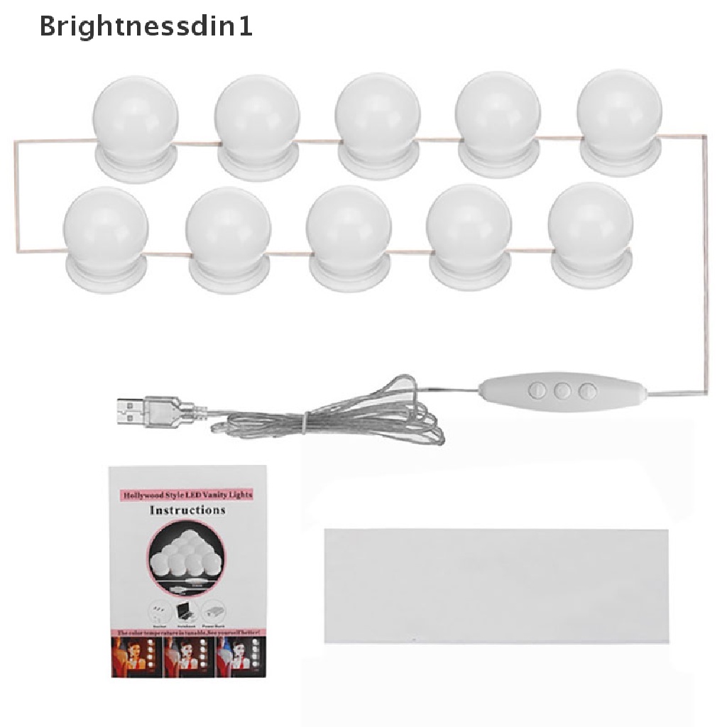 [Brightnessdin1] Holly Style LED Bulbs Vanity Makeup Meja Rias USB Mirror Lights Kit Butik