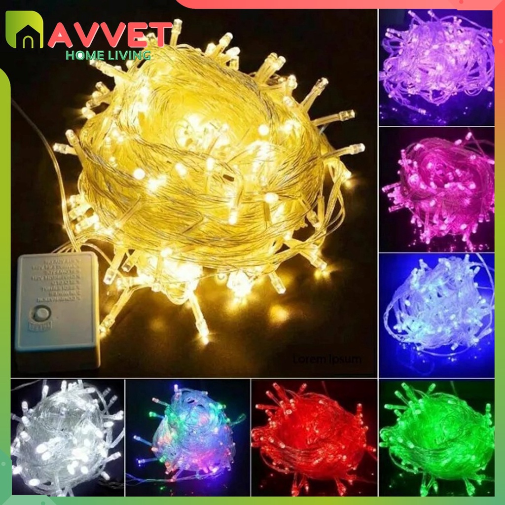 AVVET Lampu Tumblr 100 Led 10 Meter Kemasan Plastik Tumblr Light LED Dekorasi Natal Ada Sambungan Female