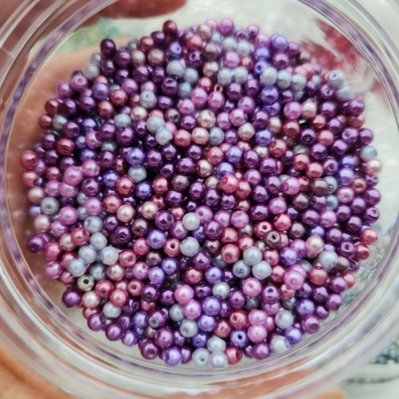 MUTIARA SINTETIS BERAT GRADASI MUTIARA JAHIT MIXED WARNA 4 MM DAN 6 MM PER PON (450GR)