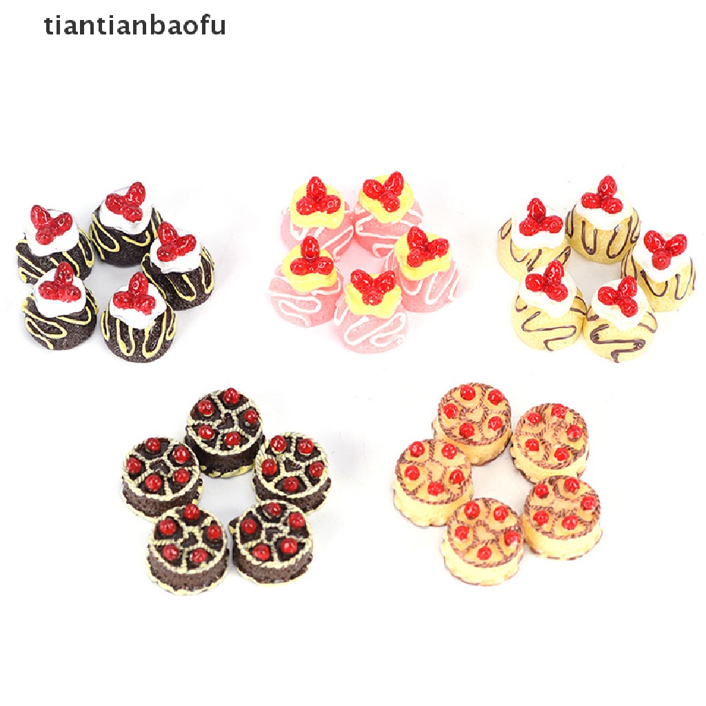 [tiantianbaofu] 5pcs DIY Miniatur Buatan Makanan Palsu Cream Kue Resin Dekorasi Kerajinan Hadiah Butik