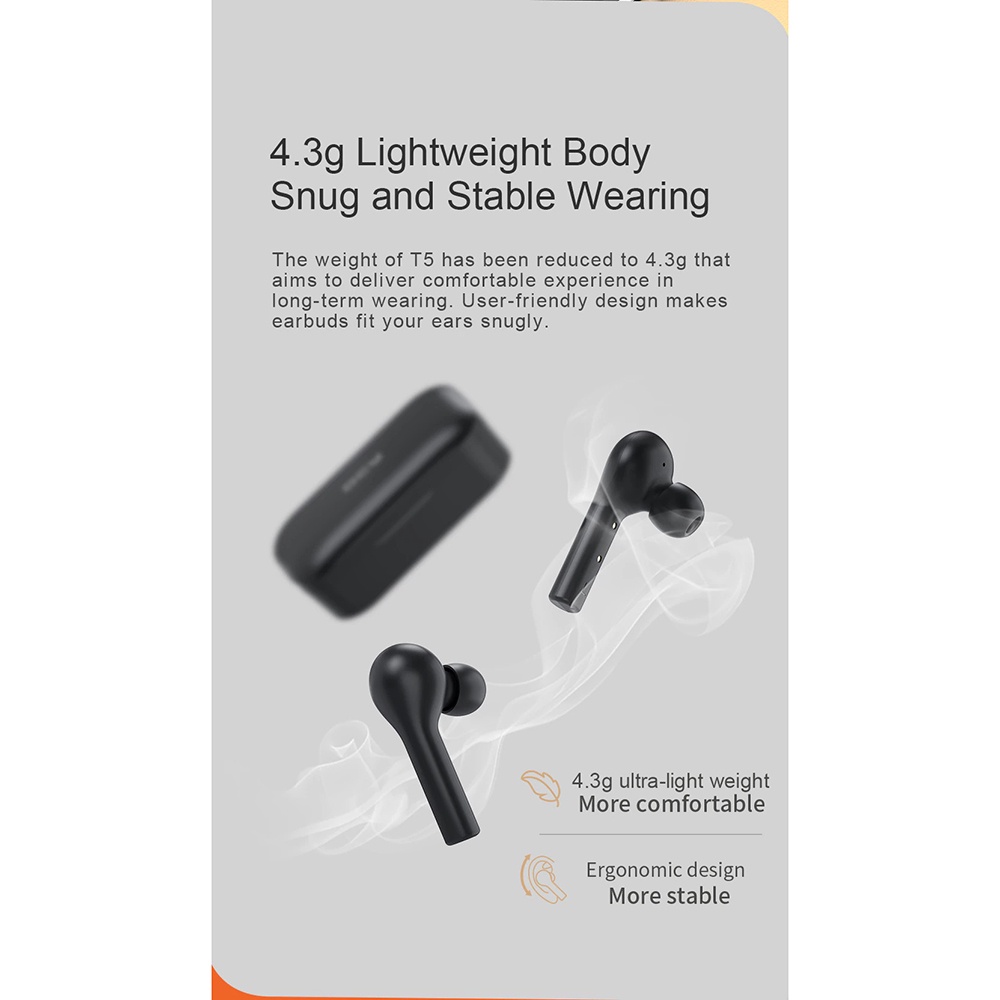 QCY TWS Bluetooth Earphone with Charging Case - QCY-T5