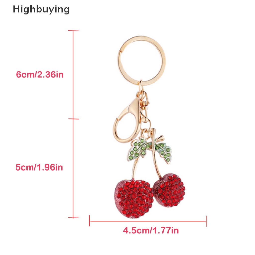 Hbid Kristal Berlian Imitasi Cherry Gantungan Kunci Untuk Wanita Lucu Buah Gantungan Kunci Pria Mobil Keyring Gadis Tas Liontin Kunci Rings Holder Perhiasan Glory