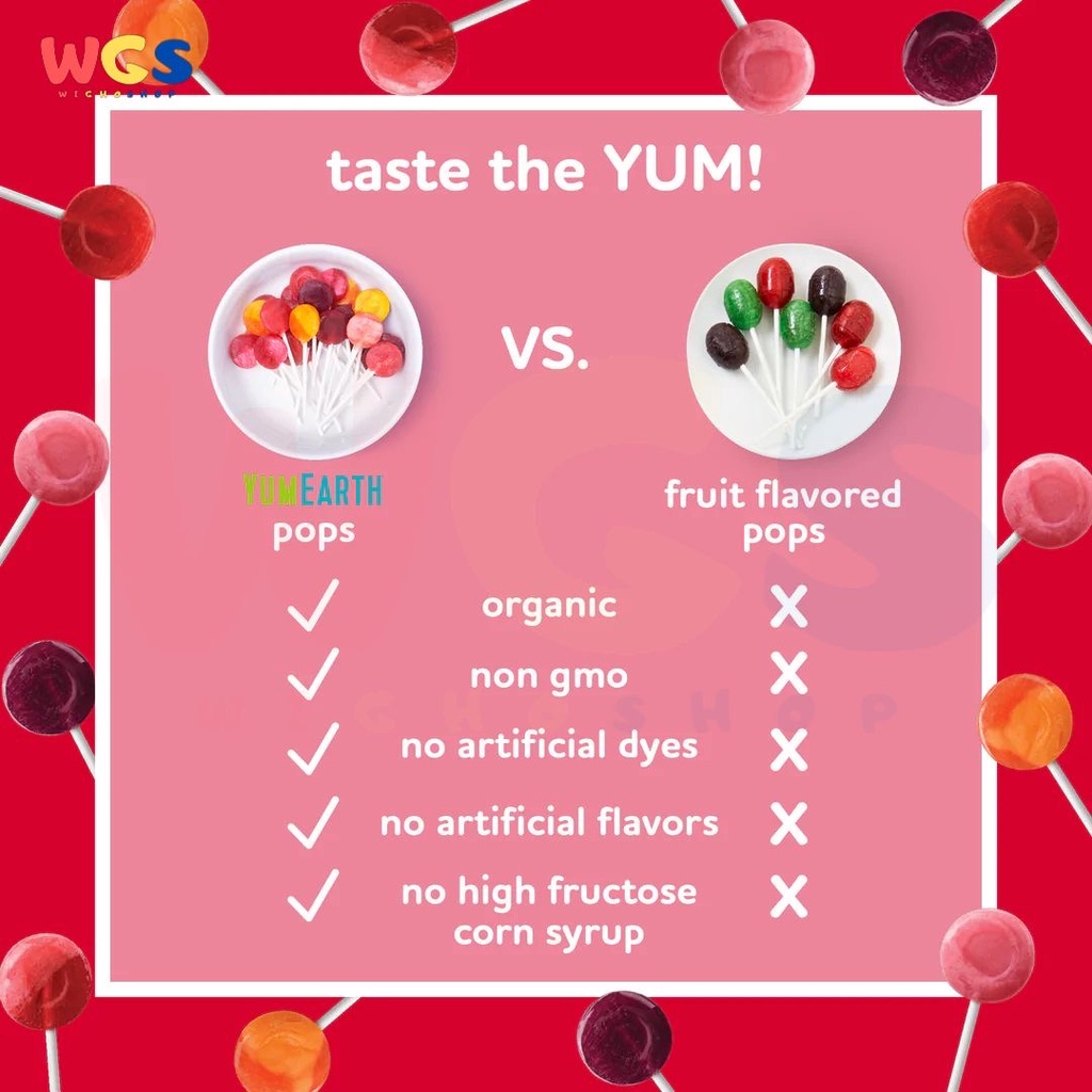 Permen Yumearth Organic Pops Vitamin C Fruit Candy 14 Pops 3.1oz 87g