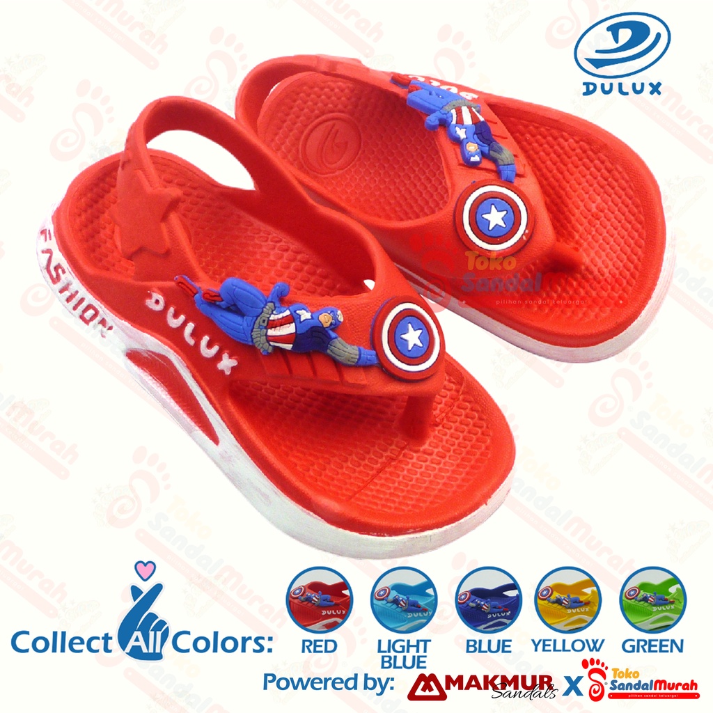 Toko Sendal Murah - Sandal Jepit Anak Uk 20 - 25 / Sandal Anak Laki - Laki / Sandal Anak Captain America / Sandal Anak Fashion / Sandal Anak Tali Belakang [Toko Sendal Murah M 529 E]