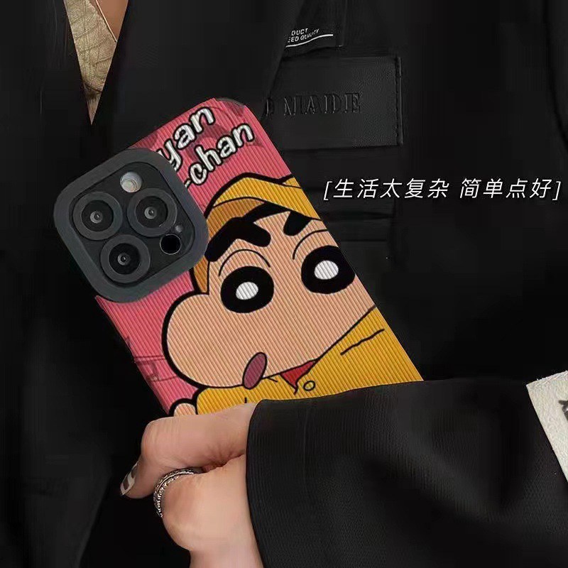 Lovely！Crayon Shin Chan Soft Case iP iPhone 7 8 Plus SE 2020 X XR XS Max 11 12 13 14 Pro Max FTD Stripe Casing Apple