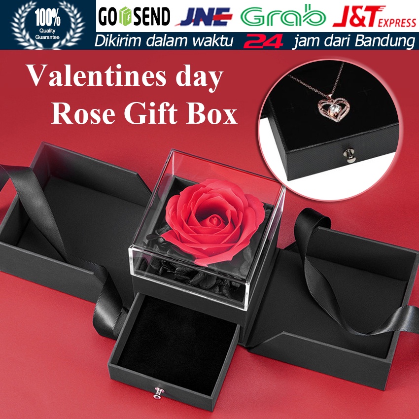 

Kotak Kado Hadiah Gift Hari Valentine Hari Peringatan / Eternal Rose Gift Box / Kotak Perhiasan Kado Kalung Cincin Lamaran Mawar