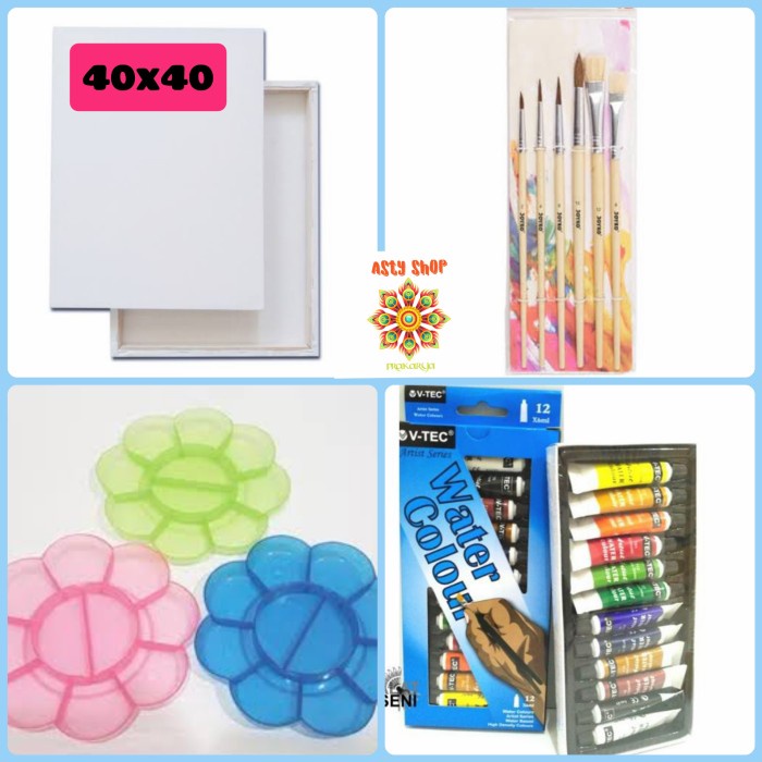 

DISKON SHOPEE/ Paket kanvas Lukis 40x40 Cat air 6ml - paket kanvas