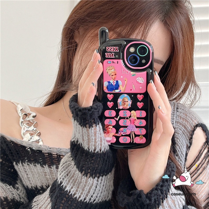 IPHONE Case Kreatif Kompatibel Untuk Iphone11Xr7 8 Plus13 14 12 11 Pro MAX X XS MAX SE 2020 Kartun Gadis Barbie Retro Kepribadian Bentuk Ponsel Seluler Soft Cover