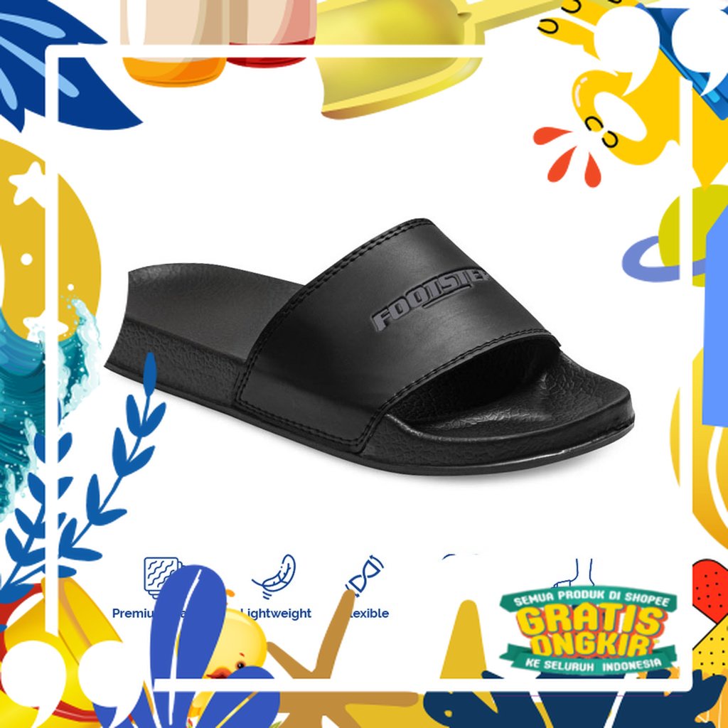 Sandal  Pria Slide Footstep Footwear - Sandal Jarvis Black Grey/ merah putih biru polos