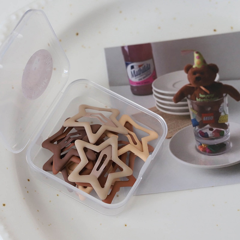 10pcs Frosted Kesederhanaan Jepit Rambut Untuk Anak Perempuan Bintang Oval Segitiga Square Hair Clips For Kids Snap Hair Clips Jepitan Klik Clack