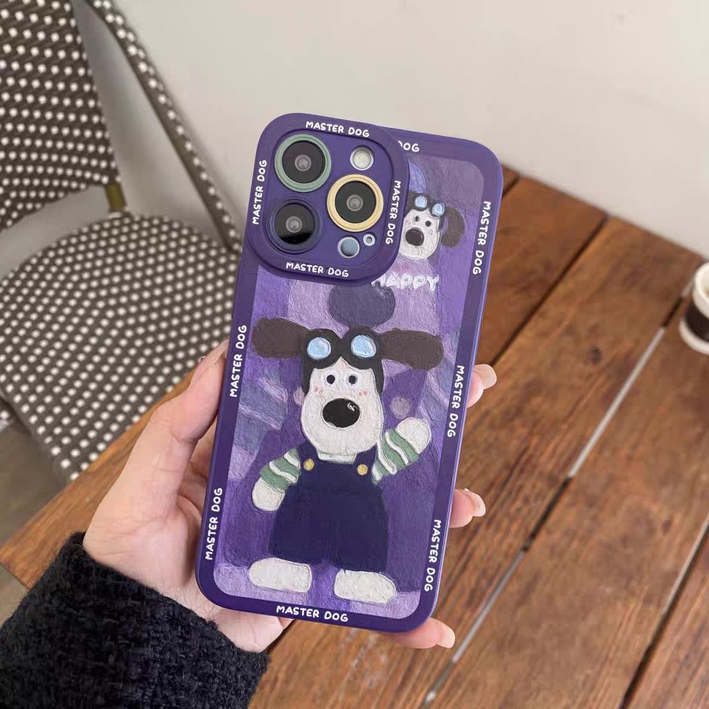 IPHONE Ins Pola Anjing Cocok Untuk Iphone14 14pro 14plus 13 13pro 13prm iPhone12 7Plus 8Plus Xr XS 13 Pro Max Empat Sudut Casing Ponsel Tahan Guncangan