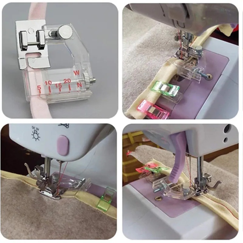 Adjustable Hemmed Fabric Presser Foot Untuk Mesin Jahit Rumah Single Piece Quick Release Beveled Presser Foot Universal Snap-On Presser Foot Aksesoris Mesin Jahit