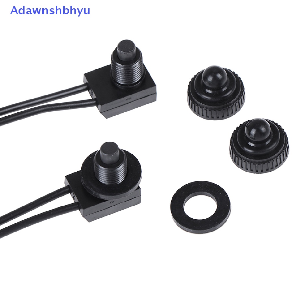 Adhyu 2PCS Saklar On-Off Tombol Tekan Tahan Air 12V Dengan Kawat Timbal 4 &quot;Hitam ID