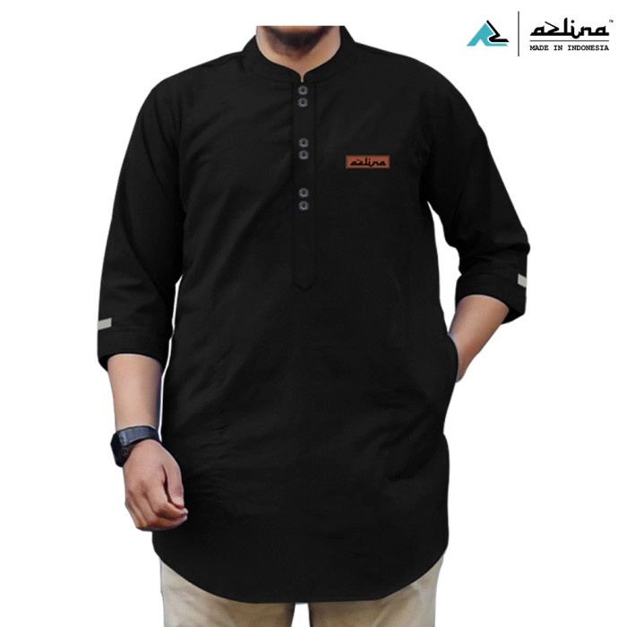 Kemeja Best Seller Baju Koko Pria Kurta Dewasa Original Qurta Azlina Bisa COD - Hitam, XXL dewasa ko