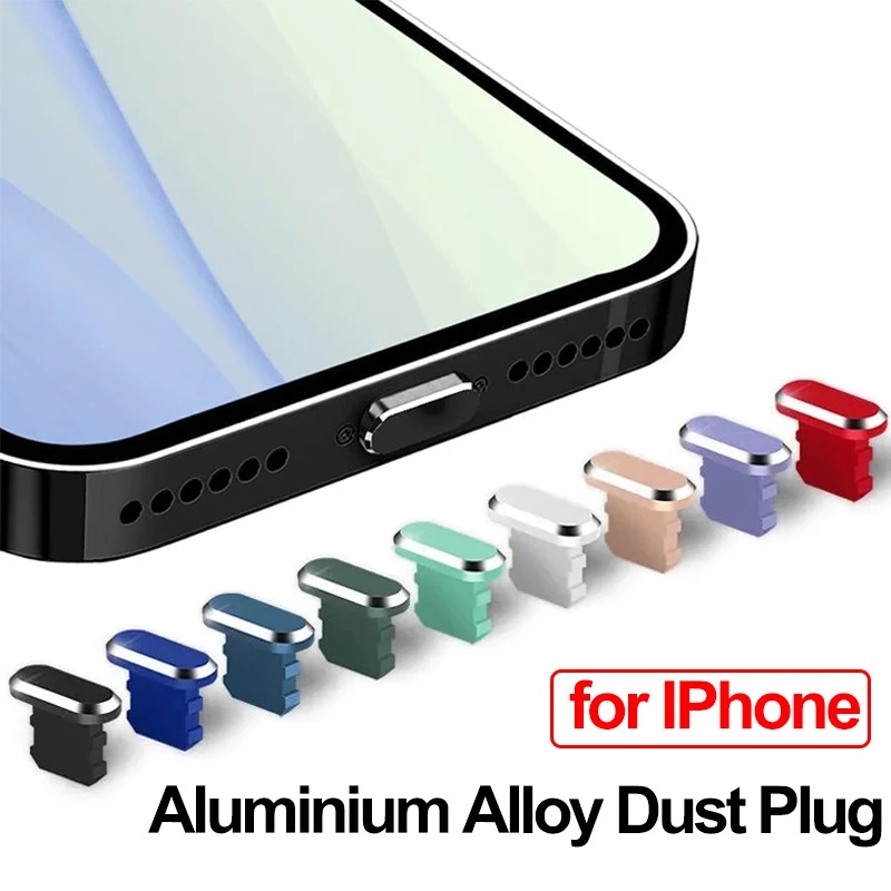 Warna-warni Logam Penutup Debu Portabel Ponsel Perlindungan Aksesori Charger Plug Cap Mini Aluminium Ponsel Charging Port Cover Kompatibel Dengan IPhone USB Steker Debu