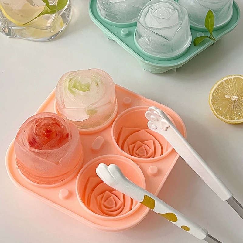 Cetakan Es Bentuk Berlian Mawar/Cetakan Ice Cubes Tray Reusable Untuk Gadget Dapur Freezer