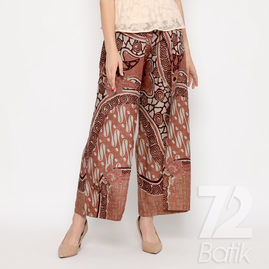 CELANA KULOT BATIK Premium Motif Parang Roll Warna Merah 723203 Cap 72 -  Layer Lawasan Celana Tumpuk Kerja Kantoran Bawahan Kebaya