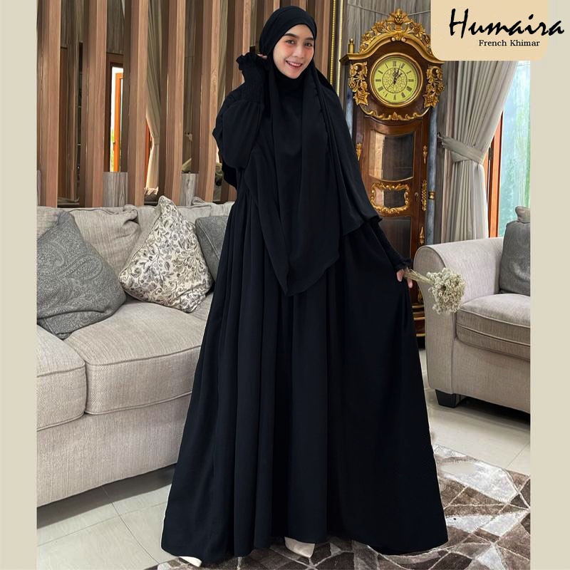 Abaya Set French Khimar Luxury CRINKLE Zaenab Abaya Gamis Kaftan by Humasyari