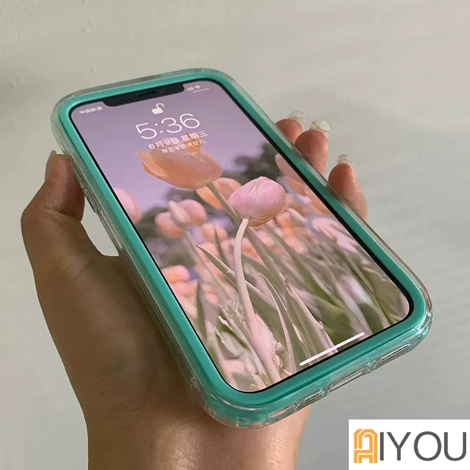 Casing Ponsel Bumper Warna Permen Transparan 2in1 Untuk iPhone 14 Pro Max13 11 12 Pro Max XR X XS Max6 6s 7 8 Plus Silikon Shockproof Cover