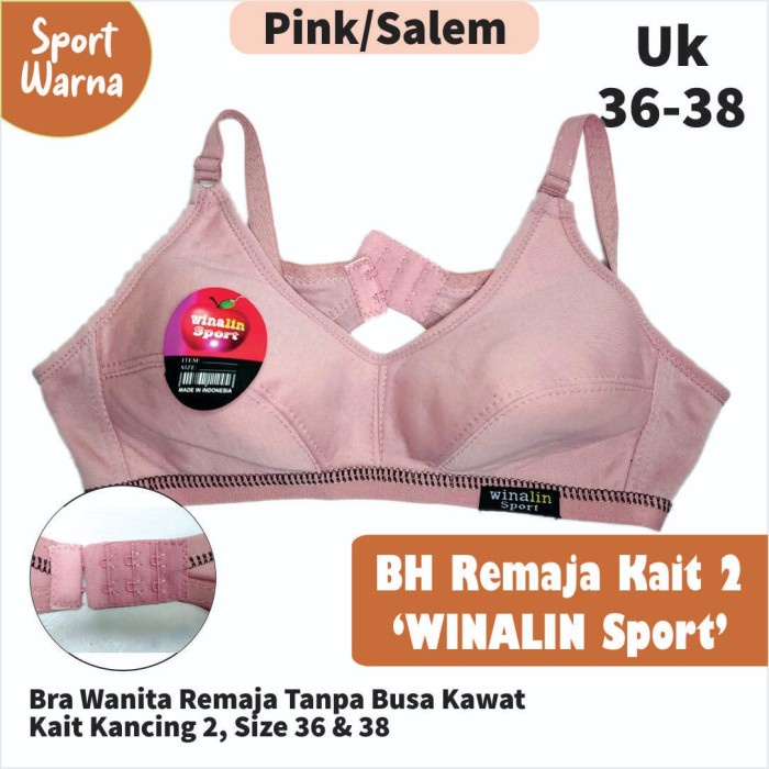 BH/BRA SPORT WANITA BODY FIT TANPA BUSA DAN KAWAT UK 36 PI - Merah Muda