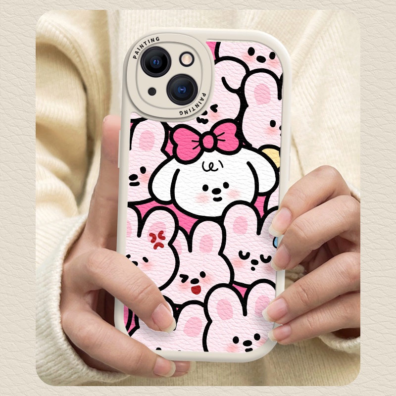 Case iPhone Untuk14 /13 /12 /11 Promax Lovely bear and rabbit Soft Casing Untuk Iphone6 /7 /8 Plus/X/XR/Xs Max Cover