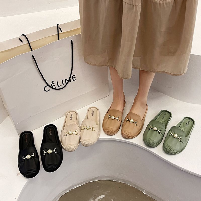 TOPGROSIR TG1678 Selop Mules Wanita Mutiara Import/Flatshoes Jelly Simple