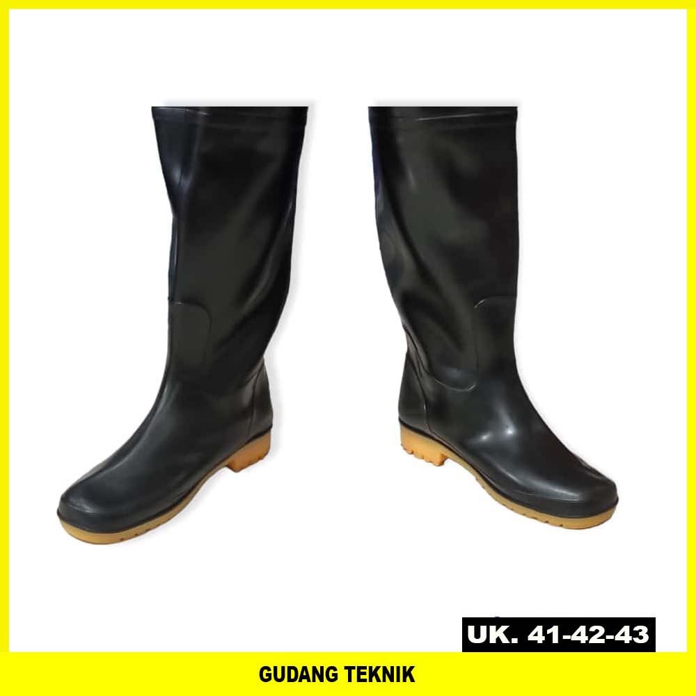 Sepatu boot Hitam Pria wanita /unisex Panjang / Sepatu Boot Karet Elastis Lentur Wilmer