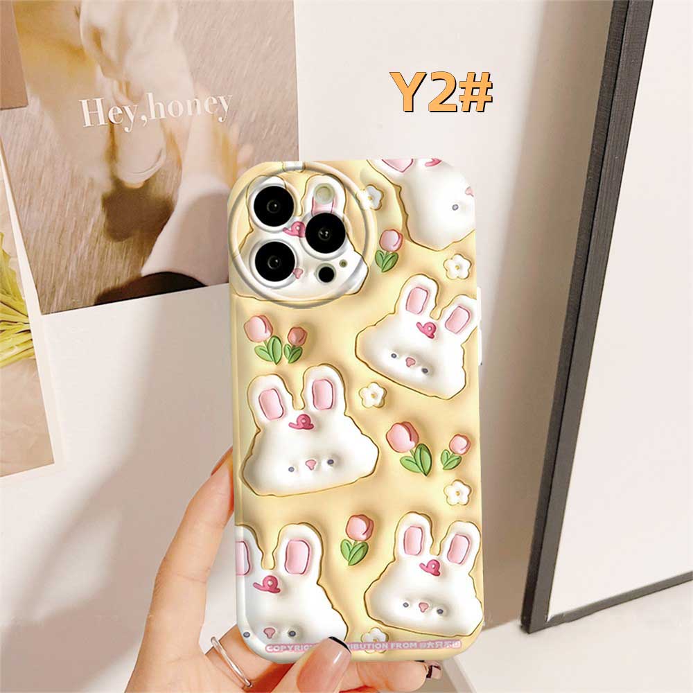 Bunga Kelinci Case Realme 10 C21Y C25Y C15 C12 C25S C11 C20 realme5 5i 6i C3 8i Lucu Bantal Udara TPU Phone Cover