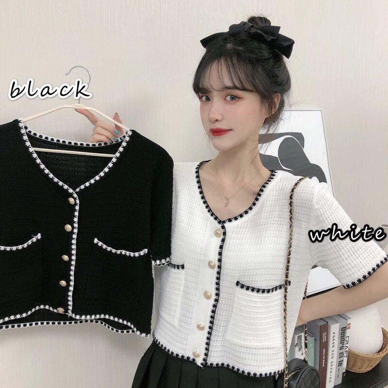 GROSIRTAS TG1662 Blouse Rajut Wanita Lengan Pendek Import Crop Top Korean Style