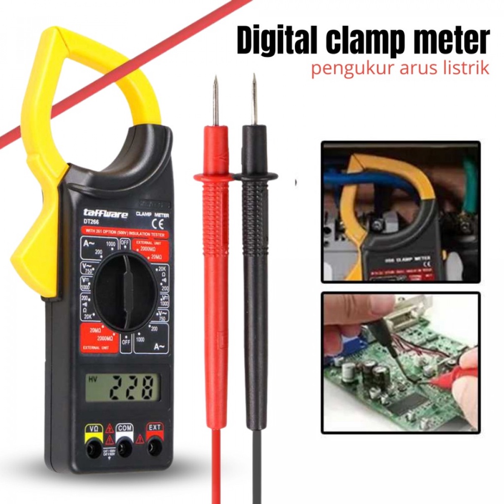 Taffware Digital Clamp Multimeter Tang Ampere Pengukur Arus Listrik