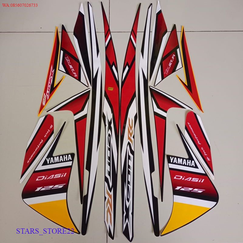 (ORI) stiker striping motor yamaha xeon rc 125 2013 hitam kuning list body standar KUALITAS ORIGINAL