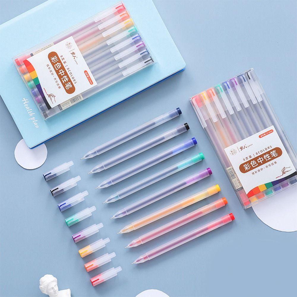 Mxbeauty Colorful Pen Set Tahan Lama 0.5mm Tanda Tangan Siswa Alat Tulis Menulis Bolpoin Warna-Warni