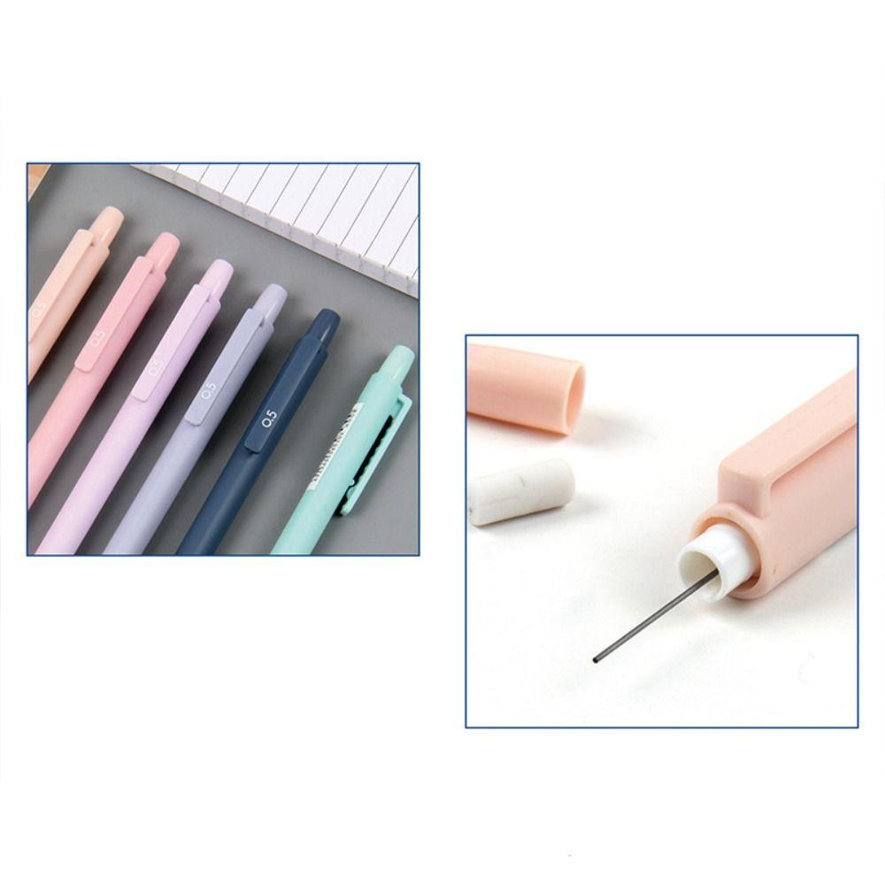 Nanas 6PCS /Set Alat Tulis Pensil Mekanik 0.5mm /0.7mm Alat Tulis Kreatif Warna Morandi