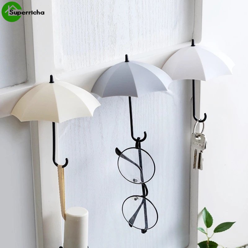 Hot Sale/3Pcs/Set Kait Payung Kreatif/Kait Penyimpanan Kunci Pakaian Bebas Pukulan/Gantungan Dinding Multifungsi Home Decor Hook